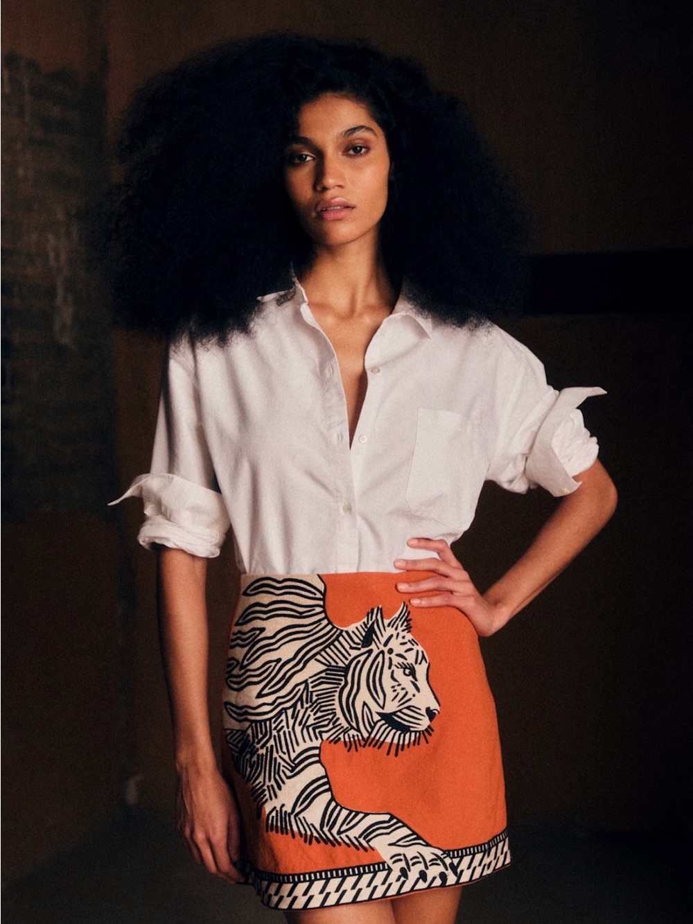 Sézane x Inoui Mantra Tiger Malia Skirt NWT 36/4